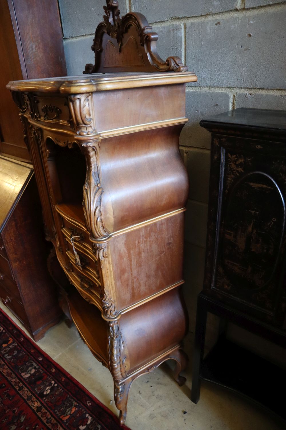 A 19th century French walnut side cabinet, width 80cm, depth 40cm, height 160cm